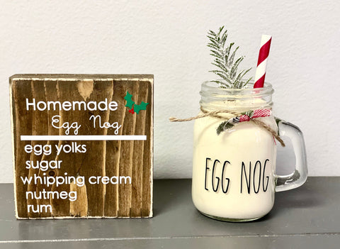 Faux Egg nog, Tiered tray decor,  Hot cocoa bar, Christmas decor, Holiday tiered tray, Teacher, Hostess, Glass mug, Egg nog recipe