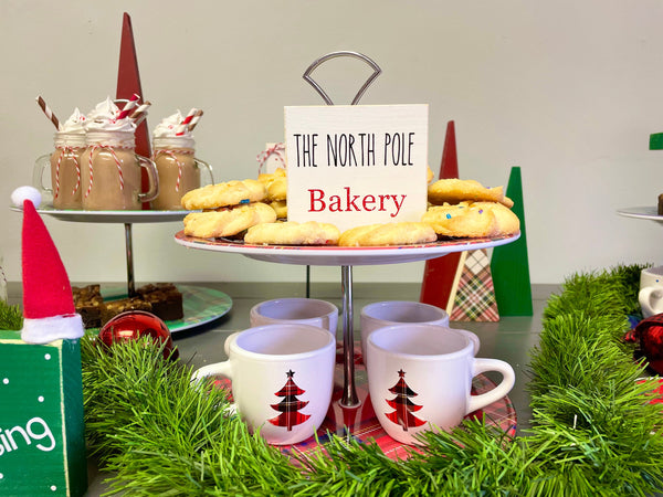 Holiday tiered trays, Plaid, Desert table, Set of 4 espresso mugs, Christmas decor, Hostess, Hot cocoa tray, Sweet treats, Coffee bar