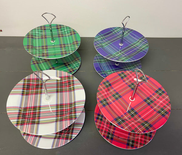 Holiday tiered trays, Plaid, Desert table, Set of 4 espresso mugs, Christmas decor, Hostess, Hot cocoa tray, Sweet treats, Coffee bar