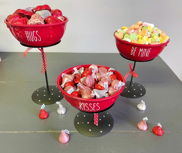 Valentine treat bowls, Party table, Snack bowls, Pedestals, Hostess gift, Valentine's day decor, Candy bowl,  Holiday party