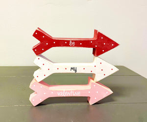 Valentine's day decor, Wooden arrows, Tiered tray, Valentine gift,  Family gift, Teacher, Tiered tray sign, Wood, polka dots, Rustic