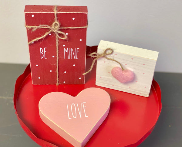 Valentines decor, Tiered tray decor, wooden heart, Wooden presents, be my valentine, Valentine's day decor, Wood presents