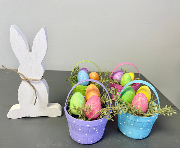 Easter decor, Wood bunny, Tiered tray decor, Easter basket