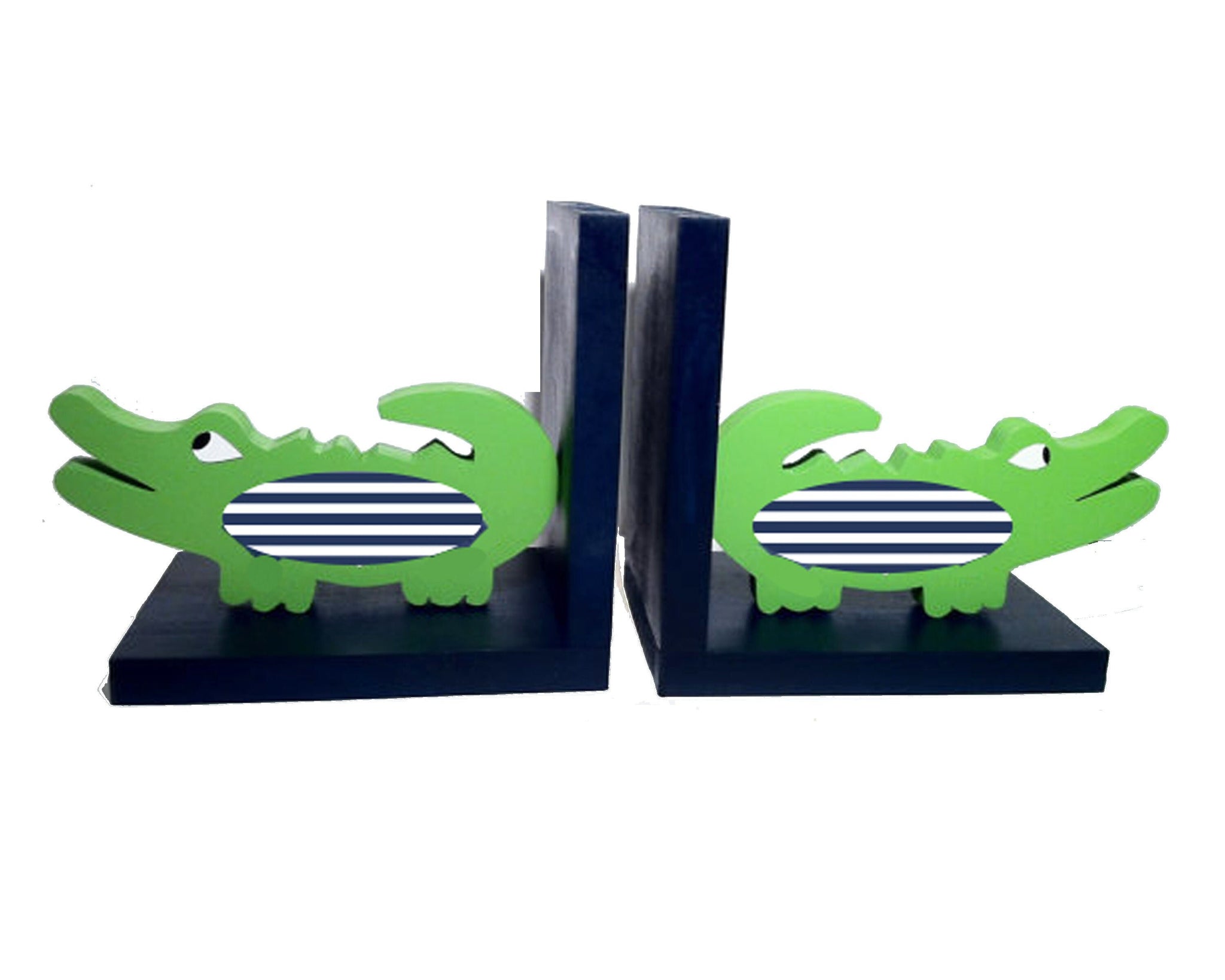 Alligator bookends, alligator nursery, wooden alligator, boys room decor, children's bookends, alligator book holder