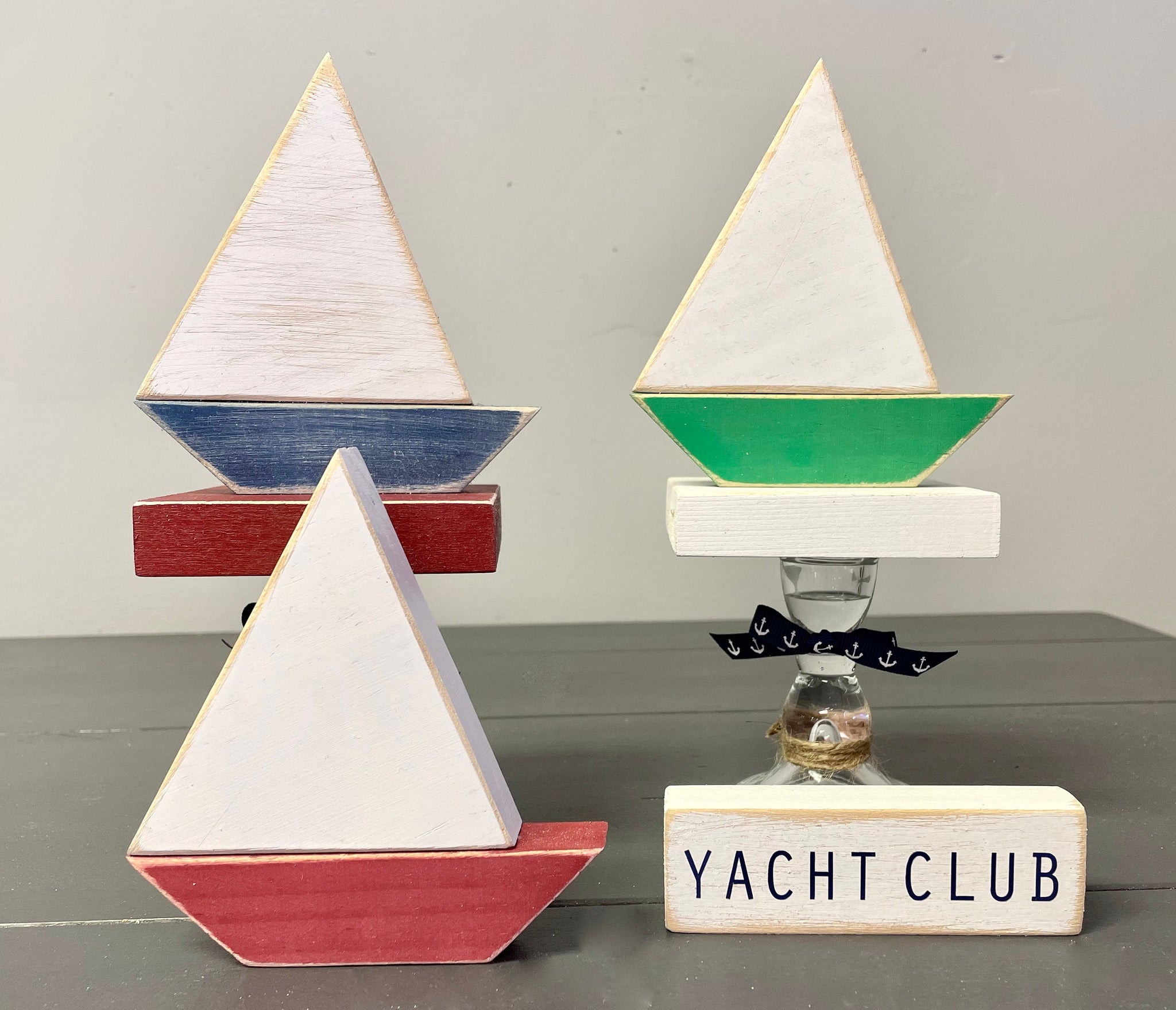 Wood sailboat, Nautical decor, Yacht club, Nursery decor, Lake house, Tiered tray