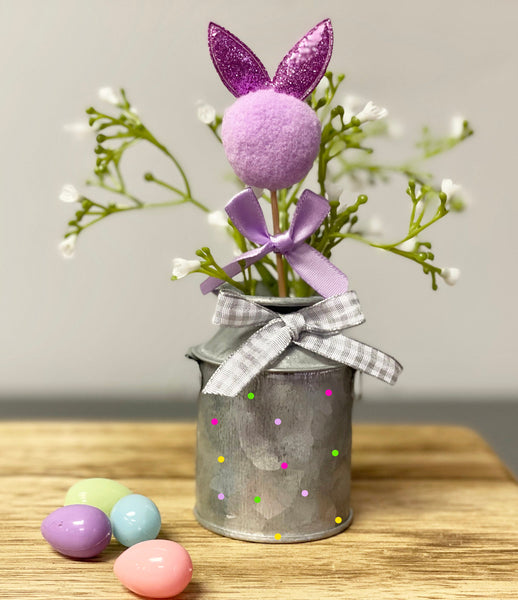 Spring bucket, Bunny, Galvanized vase, Spring decor, Mother's day gift,  Easter, Farmhouse decor, Wooden spring sign