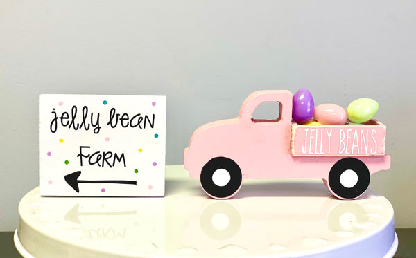 Jelly bean truck, tiered tray decor, truck and sign set, Easter decor, Wooden truck, Jelly bean farm, Tiered tray, Spring