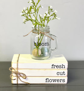 Spring tiered tray, Vase, Tiered tray decor, Mini book bundle, Book stack, Fresh cut flowers, Farmhouse, Housewarming, Spring decor