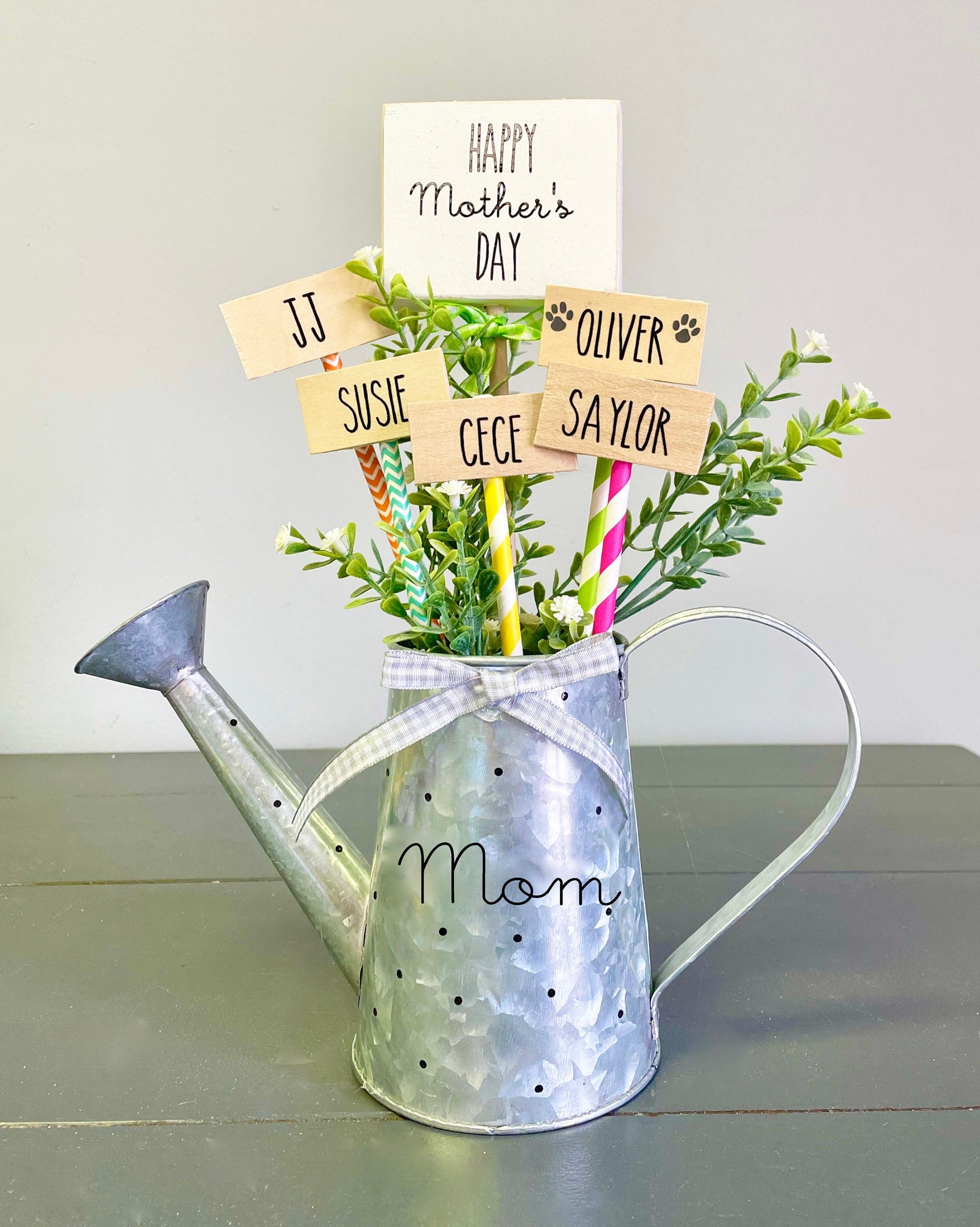 Personalized Mother's day gift, Galvanized watering can, Kid's names, Spring decor,  Easter, Farmhouse decor, Personalized gift for mom