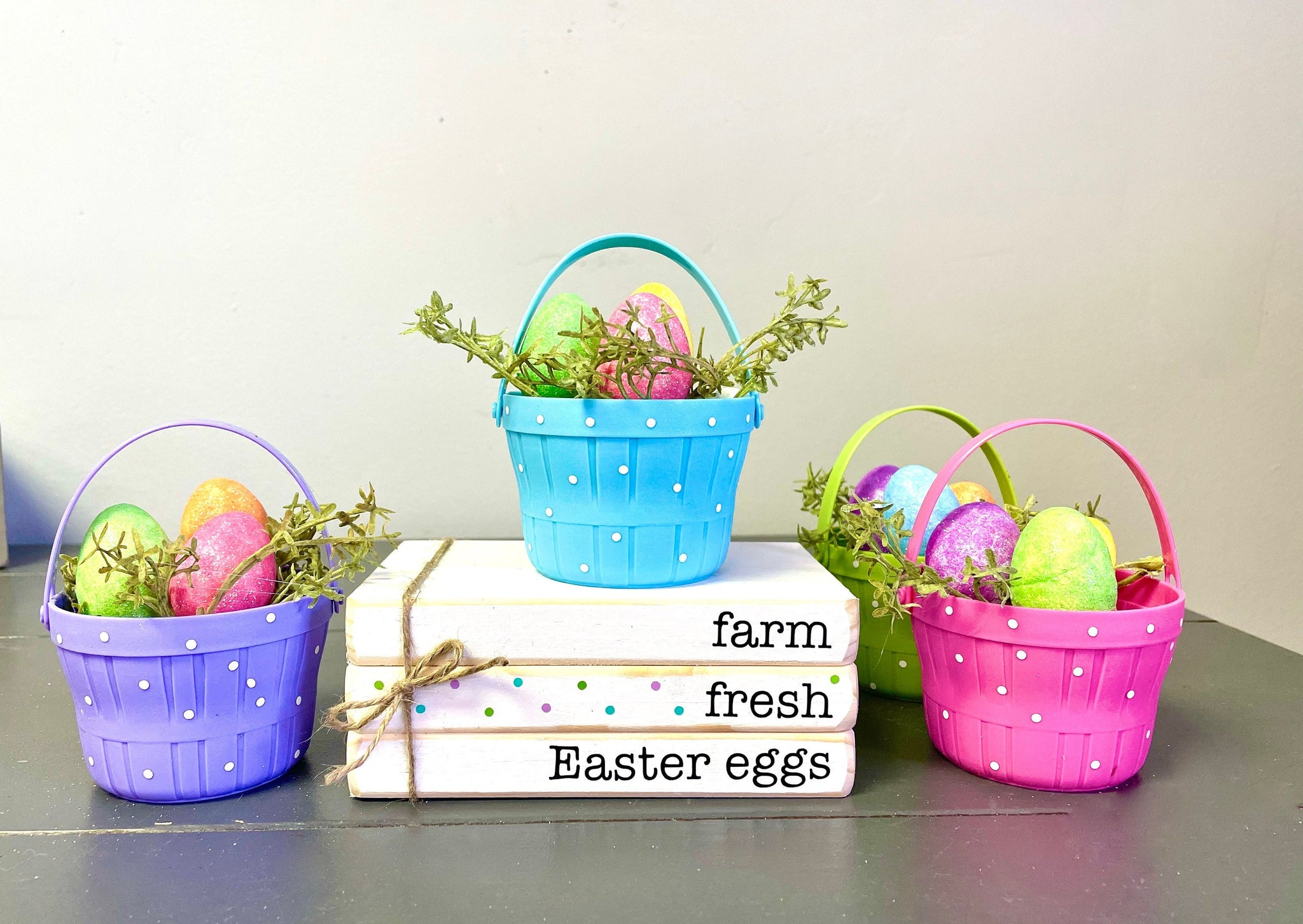 Easter decor, Tiered tray decor, Mini book bundle, Book stack, Mini easter basket