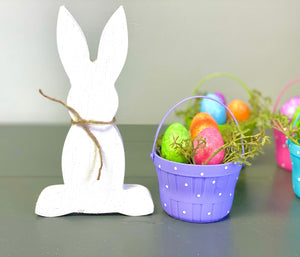 Easter decor, Wood bunny, Tiered tray decor, Easter basket