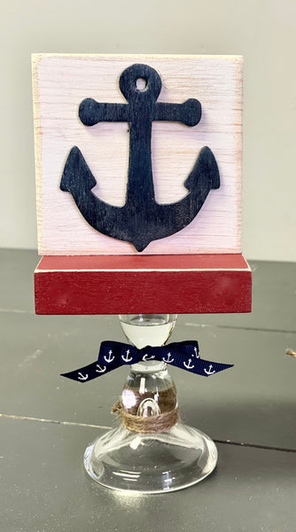 Nautical tiered tray, Book stack, Wood sailboat, Yacht club, Nautical decor, Seas the day, Pedestals, Lake house, Cottage, Anchor sign