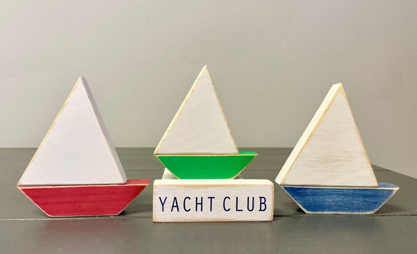 Wood sailboat, Nautical decor, Yacht club, Nursery decor, Lake house, Tiered tray