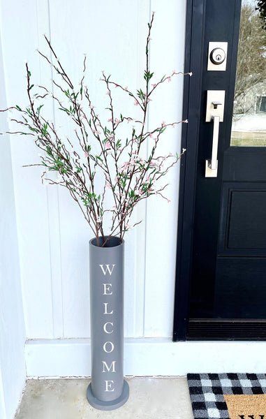 Gray porch vase, Large vase, Personalized Mother's day gift, Spring decor, Housewarming, farmhouse, Porch decor, Welcome sign, Home sign
