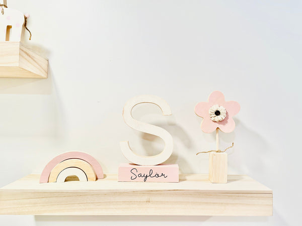 Nursery decor, Wooden letter, Personalized, Wood flower, Rainbow, Giraffe, Elephant, Modern nursery, Baby shower gift, Name block