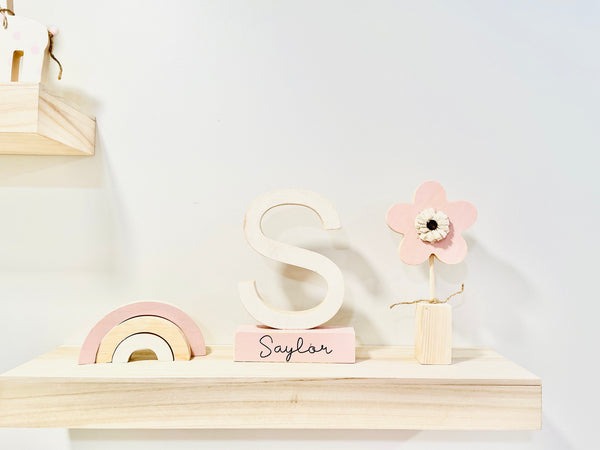 Nursery decor, Wooden letter, Personalized, Wood flower, Rainbow, Giraffe, Elephant, Modern nursery, Baby shower gift, Name block