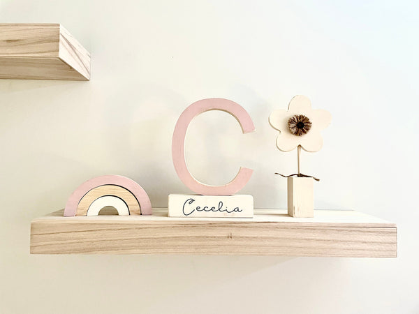 Nursery decor, Wooden letter, Personalized, Wood flower, Rainbow, Giraffe, Elephant, Modern nursery, Baby shower gift, Name block, baby girl