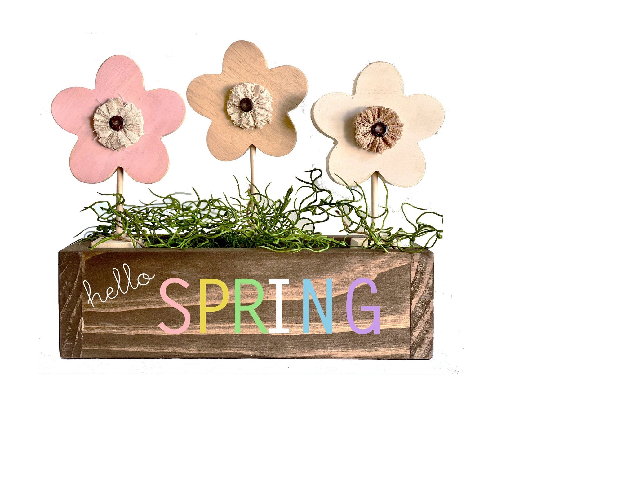 Wooden box for spring centerpiece, Wood flowers, Easter,  Mother's day gift, Hostess gift