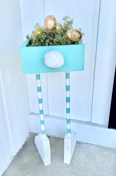 Easter decor, bunny feet, Easter planter, Porch decor, Easter egg holder, large bunny, Spring planter box, Easter box, Outdoor Easter decor