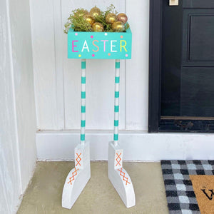 Easter decor, bunny feet, Easter planter, Porch decor, Easter egg holder, large bunny, Spring planter box, Easter box, Outdoor Easter decor