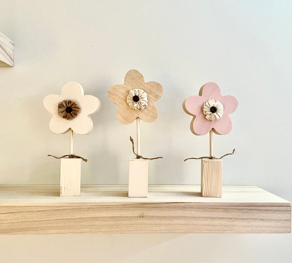 Wooden flowers for nursery, Baby girl shower gift, Spring decor, Modern style home and kids room