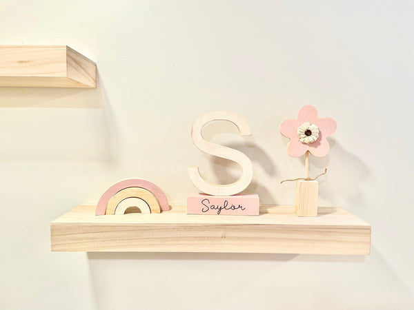 Nursery decor, Wooden letter, Personalized, Wood flower, Rainbow, Giraffe, Elephant, Modern nursery, Baby shower gift, Name block