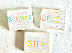 Summer sign bundle, Rustic beach signs, Summer tiered tray decor, set of 3 signs