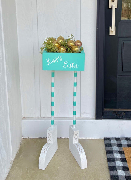 Easter decor, bunny feet, Easter planter, Porch decor, Easter egg holder, large bunny, Spring planter box, Easter box, Outdoor Easter decor