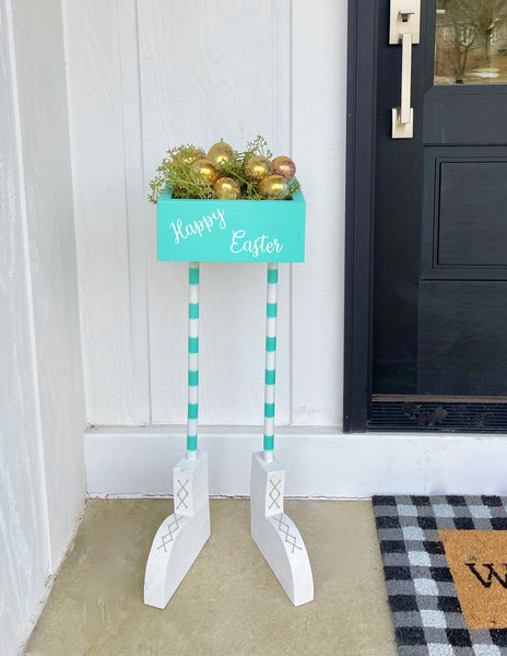 Easter decor, bunny feet, Easter planter, Porch decor, Easter egg holder, large bunny, Spring planter box, Easter box, Outdoor Easter decor