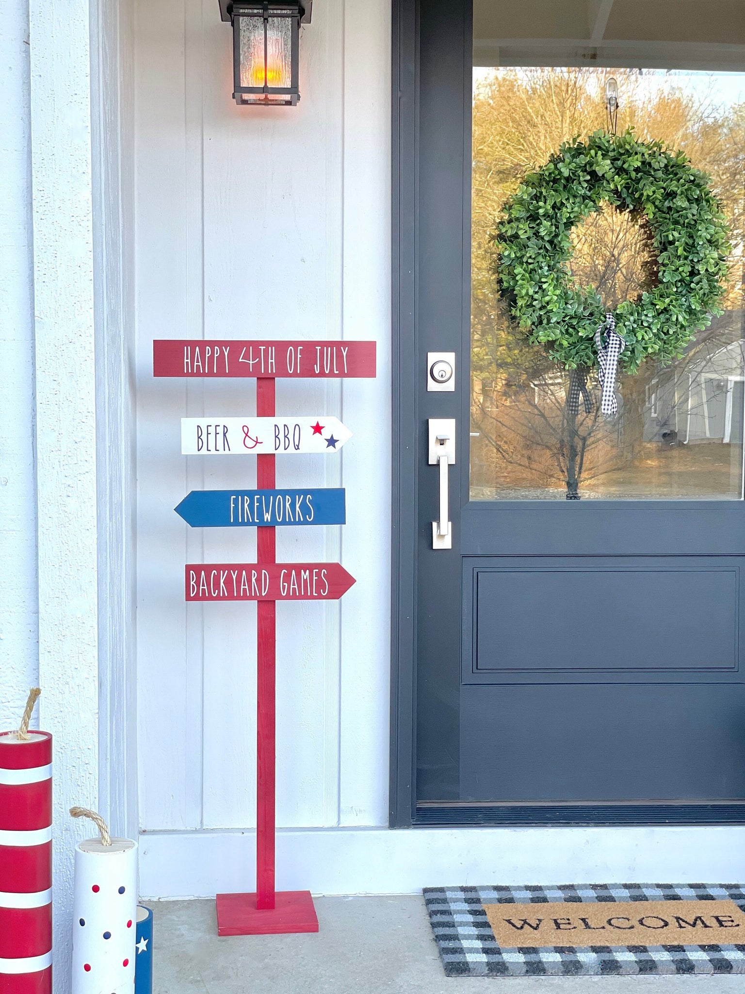 4th of July directional sign, Custom sign, Patriotic decor. Independence day, Fireworks, Beer and BBQ, Backyard games, 4th of July party