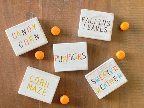Fall signs, Set of 5 wooden sign, Sign bundle, Rustic fall signs, Fall tiered tray decor