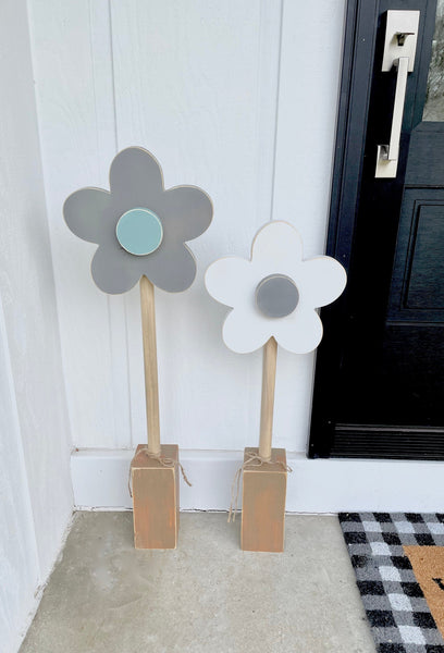 Wooden flowers, Set of 2, Porch decor, Spring decor