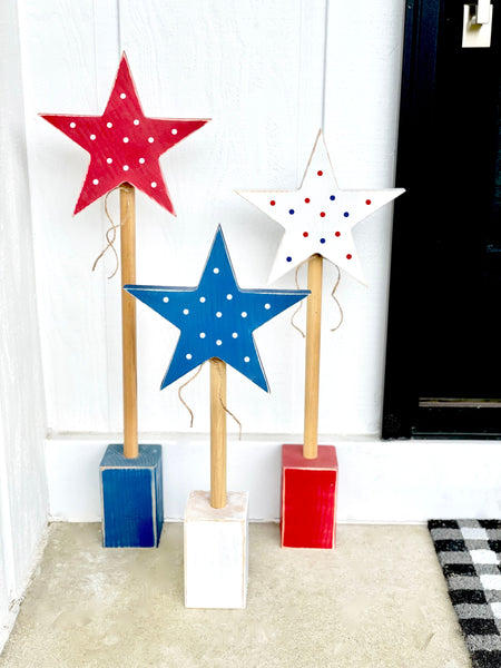 Large wooden stars, 4th of July decor, Porch decor, Patriotic, Seasonal outdoor decor,  Memorial day, Rustic stars