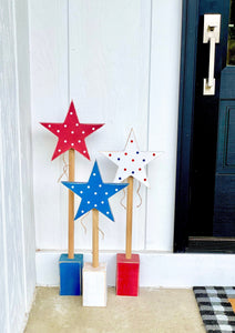 Large wooden stars, 4th of July decor, Porch decor, Patriotic, Seasonal outdoor decor,  Memorial day, Rustic stars