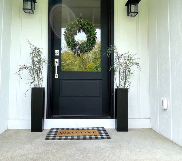 Black porch vases, Entryway decor, Outdoor flower pot, Floor vases