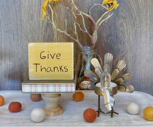 Turkey candle holder, Tiered tray decor, Thanksgiving, Tea light holder, Give thanks sign, Thanksgiving sign, Hostess gift