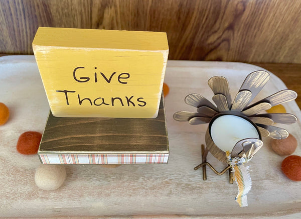 Turkey candle holder, Tiered tray decor, Thanksgiving, Tea light holder, Give thanks sign, Thanksgiving sign, Hostess gift