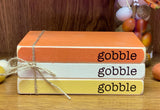 Thanksgiving decor, Gobble gobble, Fall tiered tray, Wooden books, Fall book book stack, Turkey candle holder