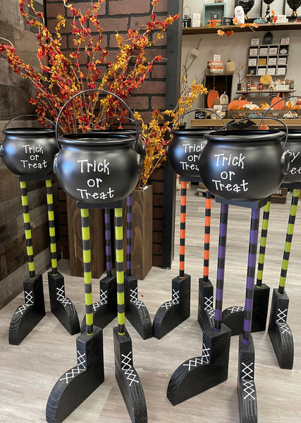 Halloween candy bowl, Witch leg cauldron for trick or treaters