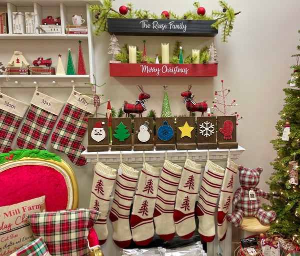 Wooden stocking holder, rustic Christmas, Family gift, hooks