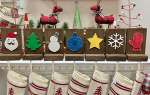 Wooden stocking holder, rustic Christmas, Family gift, hooks