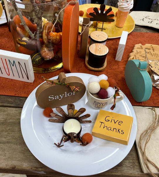 Personalized Thanksgiving place cards, Wooden pumpkins, Thanksgiving table, Seating chart, Personalized pumpkins