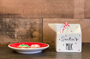Santa's milk mug, Tiered tray decor, Faux cookies, Christmas decor, Holiday tiered tray, Santa's milk and cookies, Family gift, Milk carton