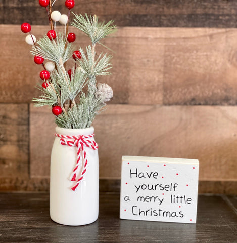 Christmas decor, Holiday tiered tray, Vase, Tiered tray decor, Have yourself a merry little Christmas, Farmhouse, wooden sign, mini display