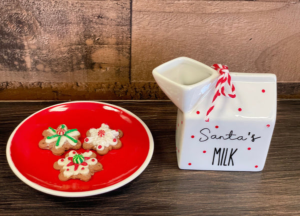 Santa's milk mug, Tiered tray decor, Faux cookies, Christmas decor, Holiday tiered tray, Santa's milk and cookies, Family gift, Milk carton
