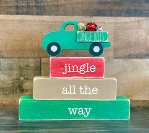 Christmas blocks for tiered tray, Wooden truck, Holiday decor for coffee bar, Teacher and hostess gift