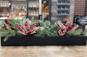 Christmas centerpiece, Wooden box for table, floral arrangement