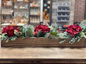 Wooden box centerpiece for Christmas, Table decor, floral arrangement