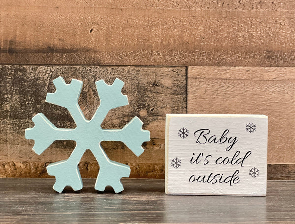 Winter tiered tray, Wood Snowman, Baby it's cold outside, Wooden snowflake, Sweater snowman, Sign