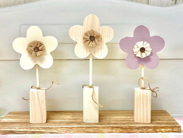 Wood flowers for nursery, Purple lilac daisy, Baby girl shower gift, Spring decor, Modern style home and kids room